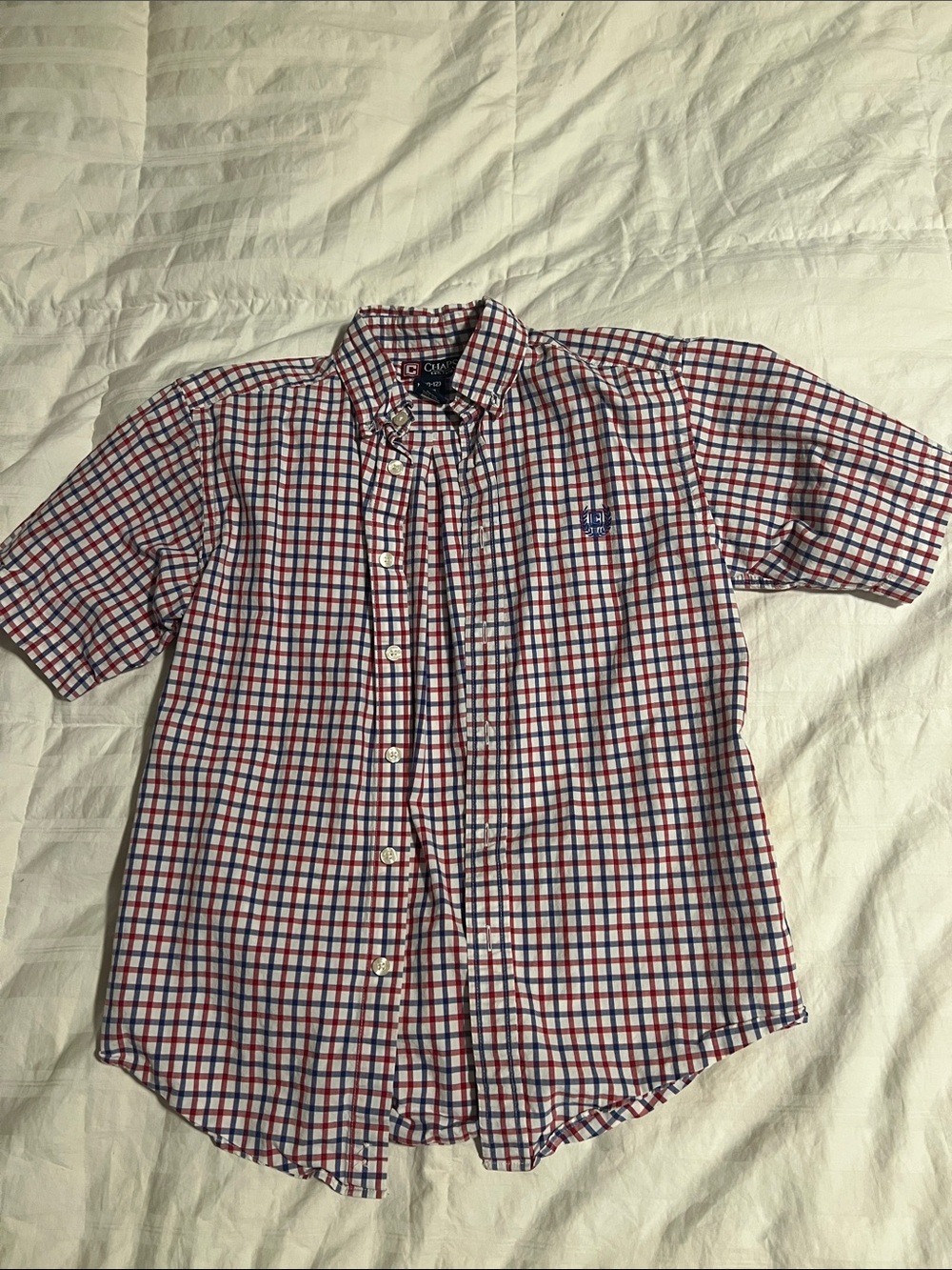 Chaps Red, Blue & White Plaid Short-Sleeve Button-Down Shirt